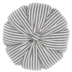12" Striped Pumpkin Round Throw Pillow Gray/Green - Pillow Perfect