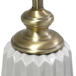 25" Classic Fluted Ceramic/Metal Table Lamp With Fabric Shade Gray/White - Lalia Home -Finest Home Decoration GUEST 25cd58ec 045f 4d23 ab06 575396fc540b