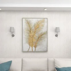 Canvas Leaf Framed Wall Art With Silver Frame Gold - CosmoLiving By Cosmopolitan -Finest Home Decoration GUEST 261a41c8 e773 4693 9df4 5cdf3b9e7cbf