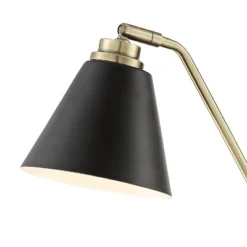 Possini Euro Design Sentry Modern Mid Century Desk Lamp 23" High Black Brass With USB Charging Port LED Adjustable Cone Shade For Bedroom Living Room -Finest Home Decoration GUEST 272705e7 0adb 4698 8ace c516097468a3