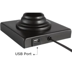 Franklin Iron Works Ross Rustic Farmhouse Table Lamps 27" Tall Set Of 2 Bronze With USB Charging Port Faux Leather Drum Shade For Living Room Desk -Finest Home Decoration GUEST 2740ea78 4016 49a6 9f2a d28c6f35be33