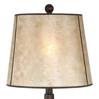 Franklin Iron Works Naomi Industrial Rustic Table Lamp 25" High Bronze With USB Charging Port Mica Shade For Bedroom Living Room Bedside Office Desk 4 Franklin Iron Works Naomi Industrial Rustic Table Lamp 25" High Bronze With USB Charging Port Mica Shade For Bedroom Living Room Bedside Office Desk - Image 2