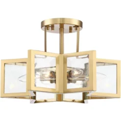 Possini Euro Design Casa Star Modern Ceiling Light Semi Flush Mount Fixture 16" Wide Warm Brass 6-Light Clear Glass For Bedroom Kitchen Living Room -Finest Home Decoration GUEST 281e3c51 0dfc 428b bd45 c1cd5c0bcf24
