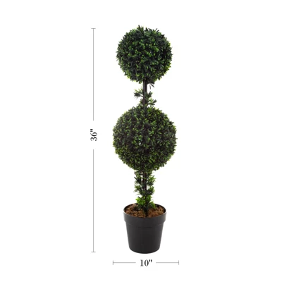 Artificial Podocarpus-36” Double Ball Style Faux Plant In Sturdy Pot-Realistic Indoor Or Outdoor Potted Shrub-Home Decor By Pure Garden 3 Artificial Podocarpus-36” Double Ball Style Faux Plant In Sturdy Pot-Realistic Indoor Or Outdoor Potted Shrub-Home Decor By Pure Garden