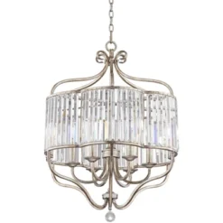 Vienna Full Spectrum Stella Antique Soft Silver Chandelier 22" Wide French Crystal Glass 6-Light Fixture For Dining Room House Foyer Kitchen Island -Finest Home Decoration GUEST 28eab6ac 460d 4509 abd2 43b93ec62b5f