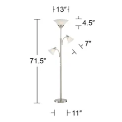 360 Lighting Jordan Modern Torchiere Floor Lamp With Side Lights 71 1/2" Tall Brushed Nickel Alabaster Glass Shade For Living Room Reading Bedroom -Finest Home Decoration GUEST 29892fcc 25b5 4010 83fe 314998e1037f