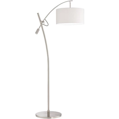 Possini Euro Design Raymond Modern 69" Tall Arc Floor Lamp With Smart Socket Raymond Nickel Adjustable Off-White Shade For Living Room 7 Possini Euro Design Raymond Modern 69" Tall Arc Floor Lamp With Smart Socket Raymond Nickel Adjustable Off-White Shade For Living Room - Image 5