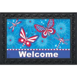 American Butterflies Patriotic Doormat Indoor Outdoor 30" X 18" Briarwood Lane