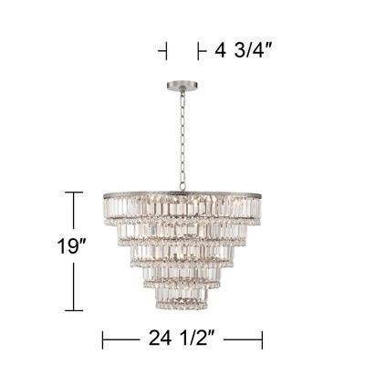 Vienna Full Spectrum Magnificence Satin Nickel Chandelier 24 1/2" Wide Modern Faceted Crystal Glass 15-Light LED Fixture For Dining Room House Kitchen 9 Vienna Full Spectrum Magnificence Satin Nickel Chandelier 24 1/2" Wide Modern Faceted Crystal Glass 15-Light LED Fixture For Dining Room House Kitchen - Image 7