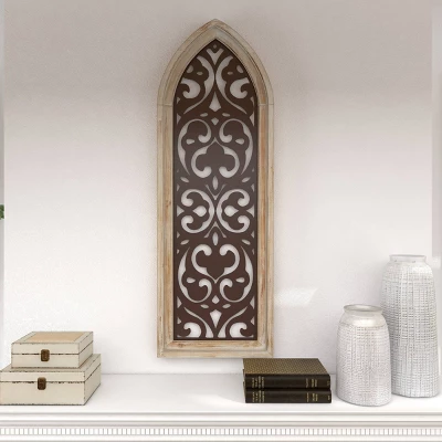 Metal Abstract Carved Design Wall Decor With Arched Frame Brown - Olivia & May 9 Metal Abstract Carved Design Wall Decor With Arched Frame Brown - Olivia & May - Image 7