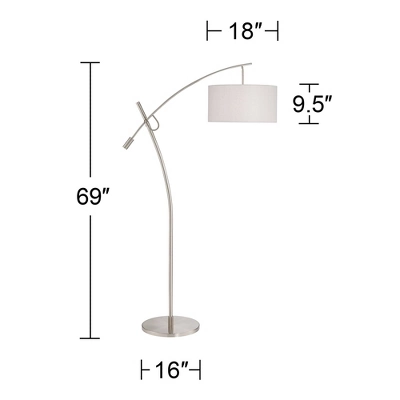 Possini Euro Design Raymond Modern 69" Tall Arc Floor Lamp With Smart Socket Raymond Nickel Adjustable Off-White Shade For Living Room 8 Possini Euro Design Raymond Modern 69" Tall Arc Floor Lamp With Smart Socket Raymond Nickel Adjustable Off-White Shade For Living Room - Image 6