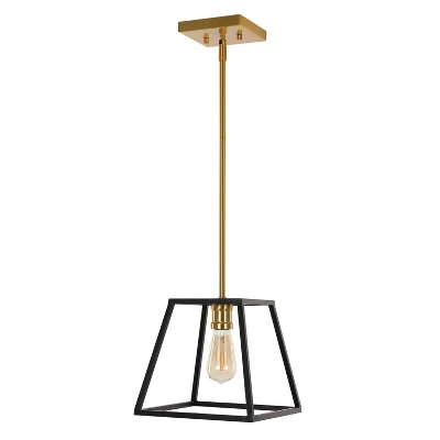 9.25" 1-Light Girard Farmhouse Industrial Iron LED Pendant Black/Brass Gold - JONATHAN Y 8 9.25" 1-Light Girard Farmhouse Industrial Iron LED Pendant Black/Brass Gold - JONATHAN Y - Image 6