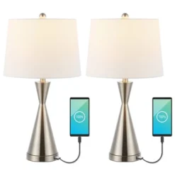 (Set Of 2) 26" Colton Classic French Country Iron LED Table Lamp With USB Charging Port (Includes LED Light Bulb) - JONATHAN Y -Finest Home Decoration GUEST 2d4920f5 1909 4e75 a125 b0e9816a6e5b