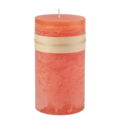 Northlight 6" Tangerine Orange Traditional Cylindrical Pillar Candle
