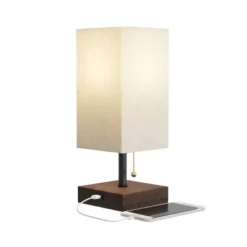 Small Table Lamp Set With Wood Base – Set Of 2 Modern Rectangle Lights With LED Bulb IncludeDecor Living Room, Bedroom, Or Home Office By Lavish Home -Finest Home Decoration GUEST 2ed7f8d8 49b0 485d 9e48 0f6e0f0c621b