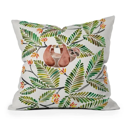 Cat Coquillette Happy Sloth Tropical Rainforest Outdoor Throw Pillow Green - Deny Designs 7 Cat Coquillette Happy Sloth Tropical Rainforest Outdoor Throw Pillow Green - Deny Designs - Image 5