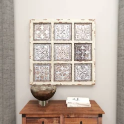 Metal Scroll Wall Decor With Embossed Details Beige - Olivia & May -Finest Home Decoration GUEST 2faf2af8 a214 42bf 82dc ba657f908a06