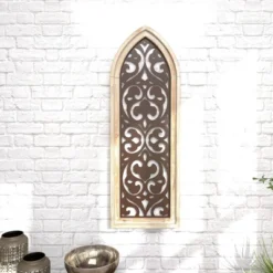 Metal Abstract Carved Design Wall Decor With Arched Frame Brown - Olivia & May 28 Metal Abstract Carved Design Wall Decor With Arched Frame Brown - Olivia & May -Finest Home Decoration GUEST 3061a297 3a0c 46f9 a0d0 712fe3e58f05
