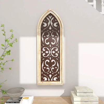 Metal Abstract Carved Design Wall Decor With Arched Frame Brown - Olivia & May 12 Metal Abstract Carved Design Wall Decor With Arched Frame Brown - Olivia & May - Image 10