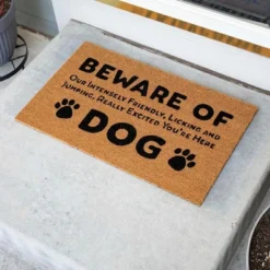 BirdRock Home Beware Of Dog Coir Front Door & Entry Doormat - 18" X 30"