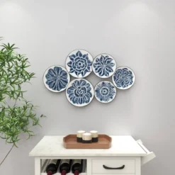 Metal Plate Wall Decor With Embossed Details Blue - Olivia & May -Finest Home Decoration GUEST 37e1071b 7fb8 4164 a8a2 26c4bf8c6a80
