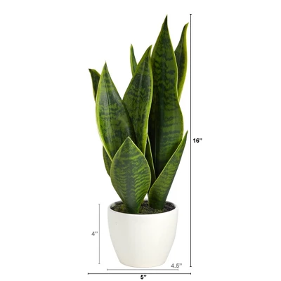 Nearly Natural 16-in Sansevieria Artificial Plant 3 Nearly Natural 16-in Sansevieria Artificial Plant