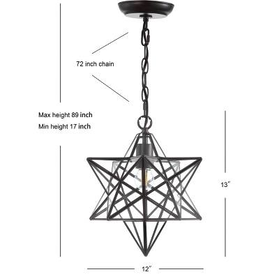 12" Stella Moravian Star Metal/Clear Glass LED Pendant - Jonathan Y 5 12" Stella Moravian Star Metal/Clear Glass LED Pendant - Jonathan Y - Image 3