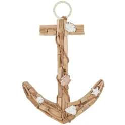 Wood Anchor Handmade Driftwood Inspired Wall Decor With Shell And Rope Accent Brown - Olivia & May -Finest Home Decoration GUEST 3a214398 2da0 4b8f 89bd 56d8fae340b3