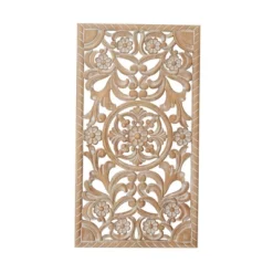 Wood Floral Intricately Carved Wall Decor Brown - Olivia & May