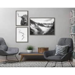 (Set Of 3) 23" X 33" Sylvie Highland Cow Mountains And Inca Trail Framed Canvas Set Gray - Kate & Laurel All Things Decor -Finest Home Decoration GUEST 3ae3b395 f041 46e8 a1cb ae0c5b89708f
