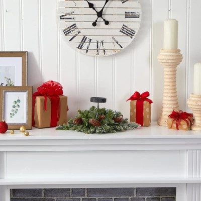 Nearly Natural 16-in Flocked Artificial Christmas Pine Candelabrum With 35 Multicolored Lights And Pine Cones 6 Nearly Natural 16-in Flocked Artificial Christmas Pine Candelabrum With 35 Multicolored Lights And Pine Cones - Image 4