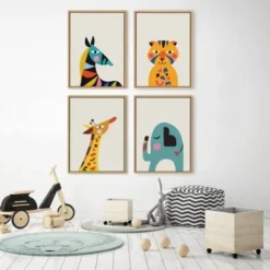 18" X 24" Sylvie Mid Century Modern Baby Tiger Framed Canvas Wall Art By Rachel Lee Natural - Kate And Laurel -Finest Home Decoration GUEST 3be3d563 792b 4884 8cf2 ca0900883ff8