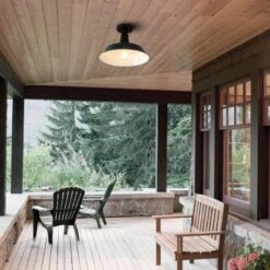 14" 1-Light Camila Classic Industrial Indoor/Outdoor Iron LED Semi Flush Mount Black/White - JONATHAN Y -Finest Home Decoration GUEST 3c0e9cb9 2418 43d3 9726 8283ba9c51db