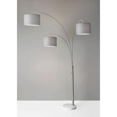 3-Arm Bowery Arc Lamp Brushed Steel - Adesso 4 3-Arm Bowery Arc Lamp Brushed Steel - Adesso - Image 2