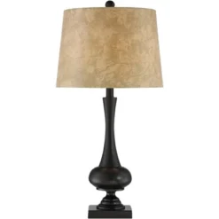Franklin Iron Works Ross Rustic Farmhouse Table Lamps 27" Tall Set Of 2 Bronze With USB Charging Port Faux Leather Drum Shade For Living Room Desk -Finest Home Decoration GUEST 3ccbb142 9a46 4318 9470 834bc7273bd2