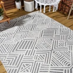 Jordan High-Low Pile Art Deco Geometric Indoor/Outdoor Area Rug - JONATHAN Y -Finest Home Decoration GUEST 3cfd60a9 0a7c 4c36 a646 b8148af4f9a6