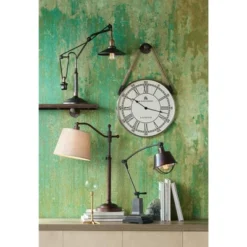 Regency Hill Downbridge Style Desk Table Lamp Adjustable Height 30.5" Tall Bronze Metal Tan Linen Look Shade For Living Room Bedroom Office -Finest Home Decoration GUEST 3dc90a57 760d 4ead 8f68 027c89136465