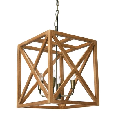 Metal/Wood Chandelier Natural Brown - Storied Home 5 Metal/Wood Chandelier Natural Brown - Storied Home - Image 3