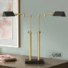 Possini Euro Design Keegan Modern Desk Lamp 24" High Warm Brass With Dual USB Charging Ports LED Adjustable Black Shade For Bedroom Living Room Desk -Finest Home Decoration GUEST 3eee9f3d 3b75 4637 9297 f0ce197a1e50
