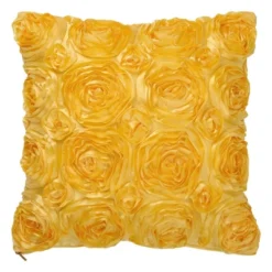 PiccoCasa 3D Satin Rose Floral Shells Art Cushion Throw Pillow Cover 1 Pc