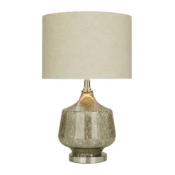Linen Table Lamp With Faux Mercury Glass Finish Silver - Olivia & May -Finest Home Decoration GUEST 4030e0e6 1c70 4c2a bd17 85060c34d199