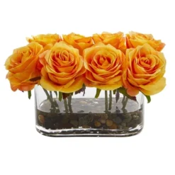 Nearly Natural 5.5-in Blooming Roses In Glass Vase Artificial Arrangement -Finest Home Decoration GUEST 406924d3 b582 4e32 8cff 32c161793c7f