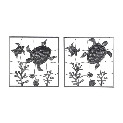 Set Of 2 Metal Turtle Wall Decors - Olivia & May 4 Set Of 2 Metal Turtle Wall Decors - Olivia & May - Image 2