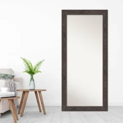 30" X 66" Non-Beveled Bridge Black Wood Full Length Floor Leaner Mirror - Amanti Art -Finest Home Decoration GUEST 4296e396 a2bf 47ae 80f2 c3b59ffee131