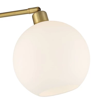 Possini Euro Design Casaba Mid Century Modern Chairside Arc Floor Lamp 64" Tall Warm Gold Adjustable Frosted Glass Shade For Living Room Reading House 4 Possini Euro Design Casaba Mid Century Modern Chairside Arc Floor Lamp 64" Tall Warm Gold Adjustable Frosted Glass Shade For Living Room Reading House - Image 2