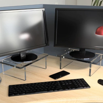 Azar Displays Clear Acrylic 22"W X 10"D X 3"H 1/2" Thick Deluxe Riser W/ Bumpers 6 Azar Displays Clear Acrylic 22"W X 10"D X 3"H 1/2" Thick Deluxe Riser W/ Bumpers - Image 4