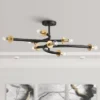 Possini Euro Design Alturus Modern Ceiling Light Semi Flush Mount Fixture 34" Wide Gloss Black Warm Brass 8-Light For Bedroom Living Room Hallway Home -Finest Home Decoration GUEST 438fa409 671e 4e33 b438 157f6ab89f8e