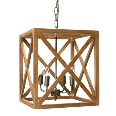 Metal/Wood Chandelier Natural Brown - Storied Home 13 Metal/Wood Chandelier Natural Brown - Storied Home - Image 11