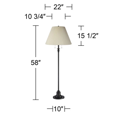 360 Lighting Spenser Retro Art Deco 58" Tall Floor Lamp Oiled Bronze Brown Beige Fabric Pleated Empire Shade For Living Room Bedroom House 8 360 Lighting Spenser Retro Art Deco 58" Tall Floor Lamp Oiled Bronze Brown Beige Fabric Pleated Empire Shade For Living Room Bedroom House - Image 6
