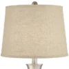 360 Lighting Simon Modern Table Lamps 25 1/2" High Set Of 2 Brushed Nickel With USB Charging Port Burlap Fabric Drum Shade For Bedroom Bedside Desk